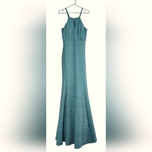 Windsor Evening Gown in Lt Blue-Aqua fitted bodice mermaid skirt size M